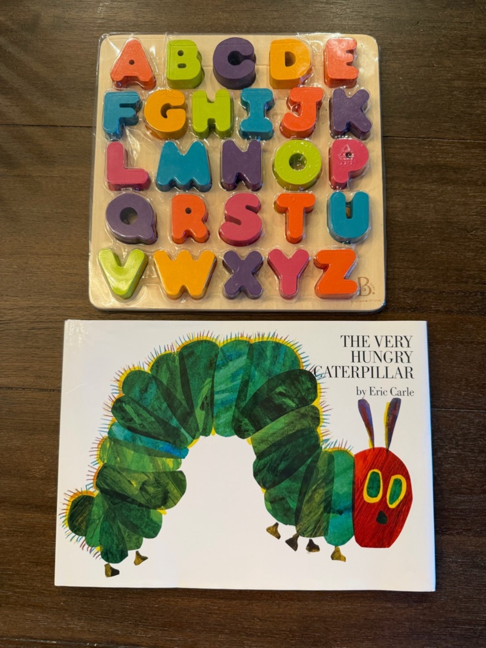 The Very Hungry Caterpillar Book and Wooden Alphabet Puzzle Set - Colorful